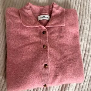 NAADAM Pink Short Sleeve Relaxed Polo Sweater Small
